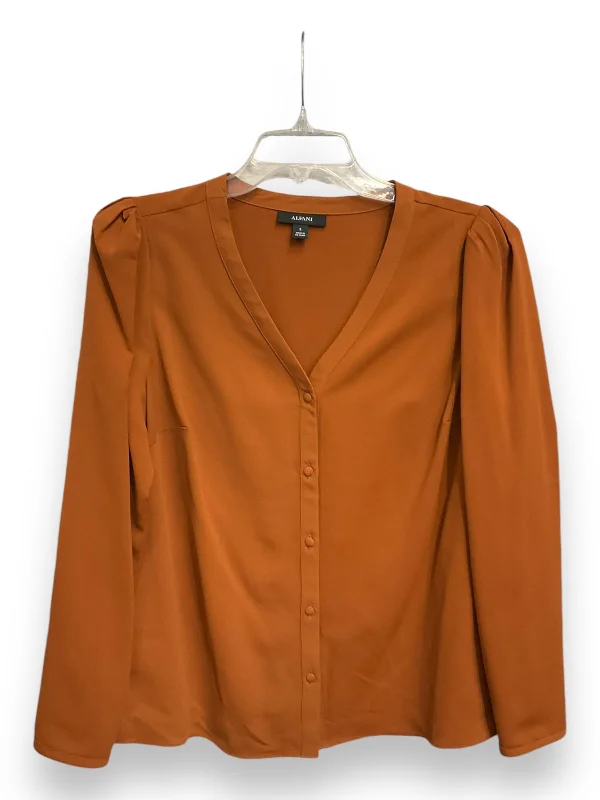 Blouse Long Sleeve By Alfani In Brown, Size: S