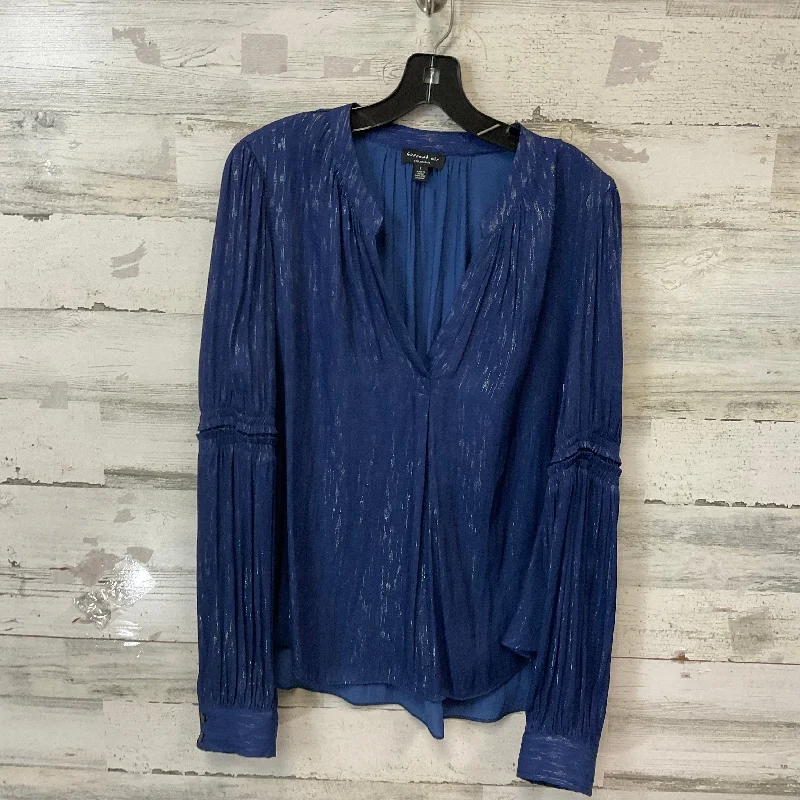 Blouse Long Sleeve By Current Air In Blue, Size: L