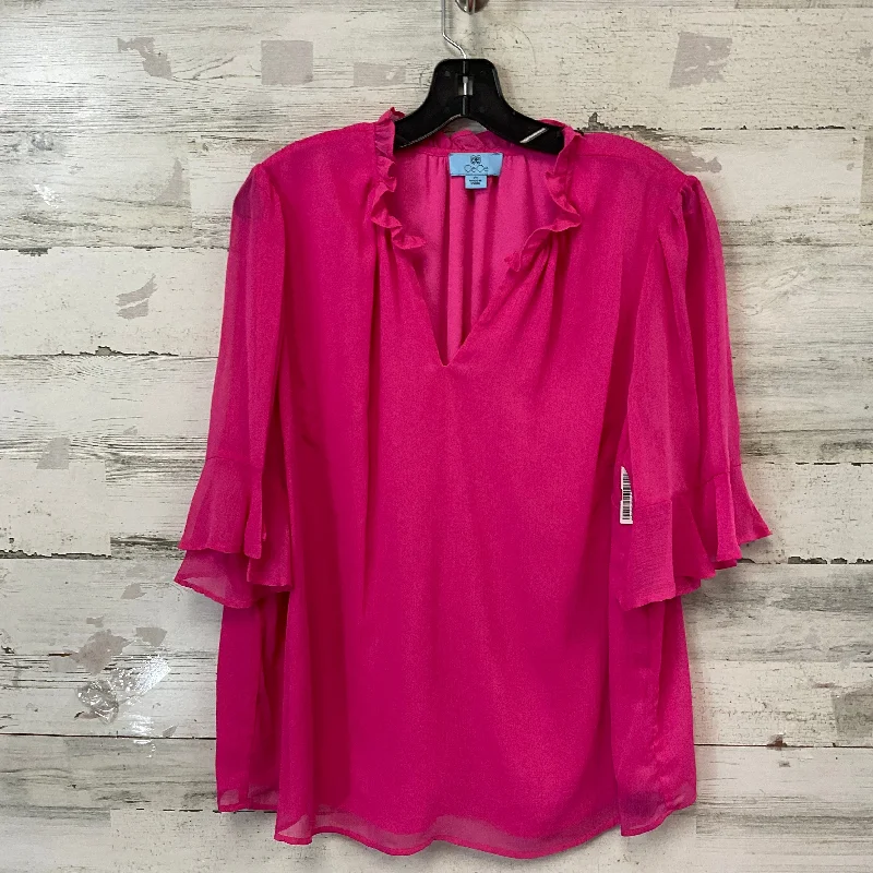 Blouse Short Sleeve By Cece In Pink, Size: 2x