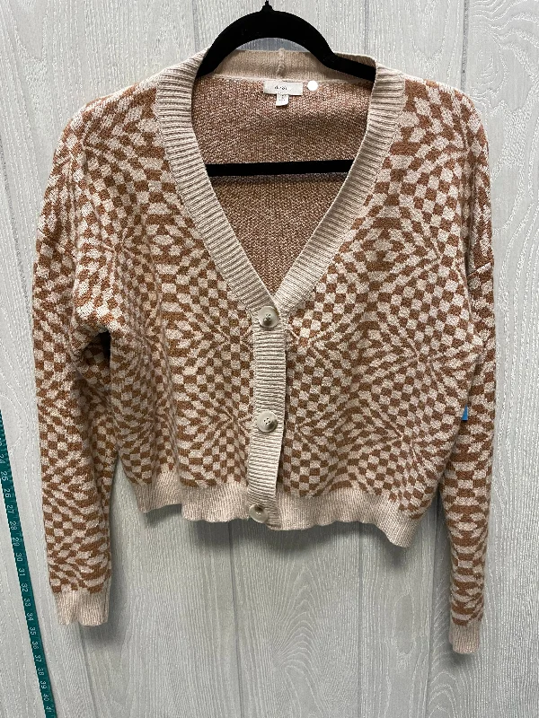 Sweater Cardigan By Debut In Brown & Tan, Size: L