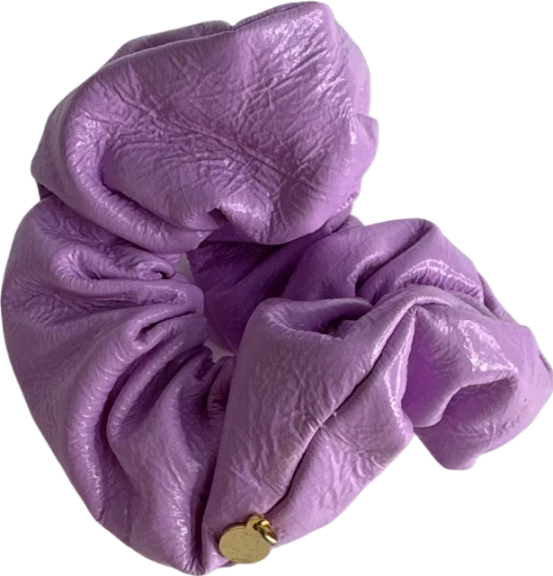 Purple Faux Leather Scrunchie