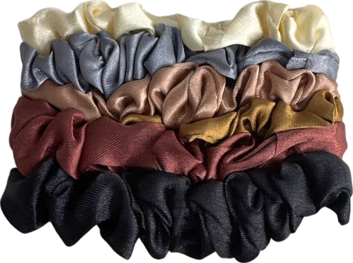 Set of 5 neutral Satin Hair Scrunchies