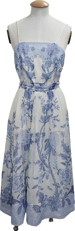 lipsy london Blue Floral Cami Strap Skater Midi Dress UK 8