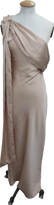 In The Style Nude Asymmetric Draped Neckline Maxi Dress UK 8