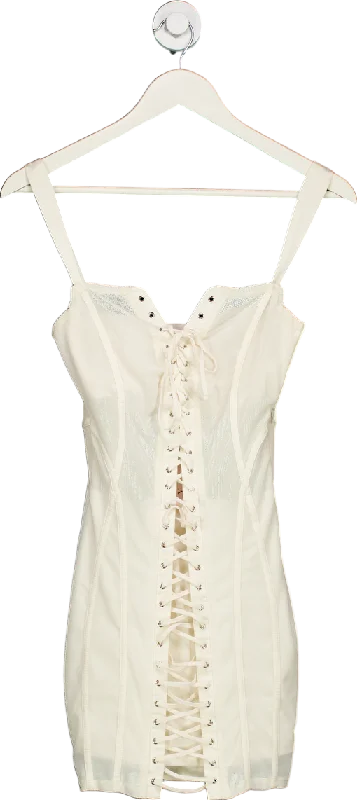 Oh Polly White Lace-Up Corset Dress UK 6