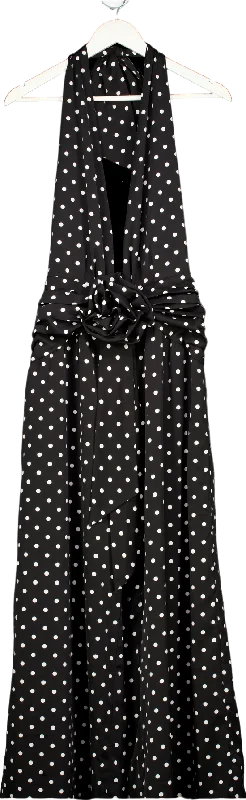 Miss Circle Black Polka Dot Halter Maxi Dress UK 10