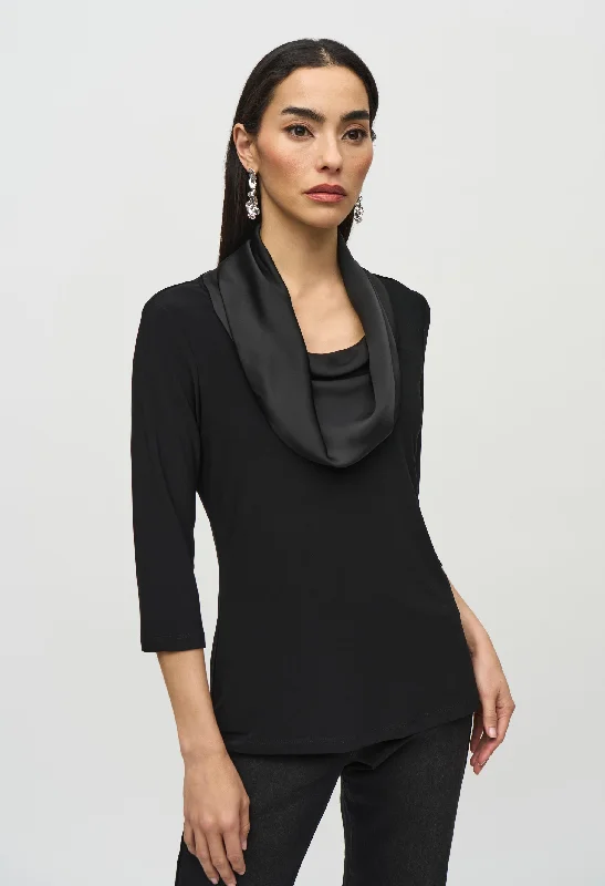 Regular Fit Hip-length Cowl Neck Long Sleeve