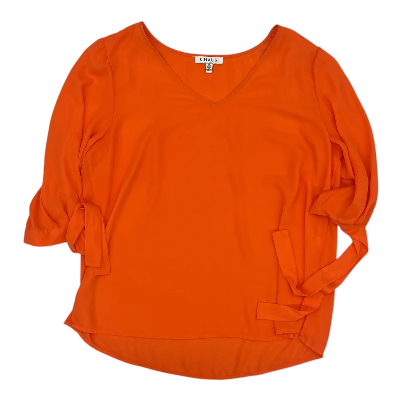 Blouse 3/4 Sleeve By Chaus In Orange, Size:Xl