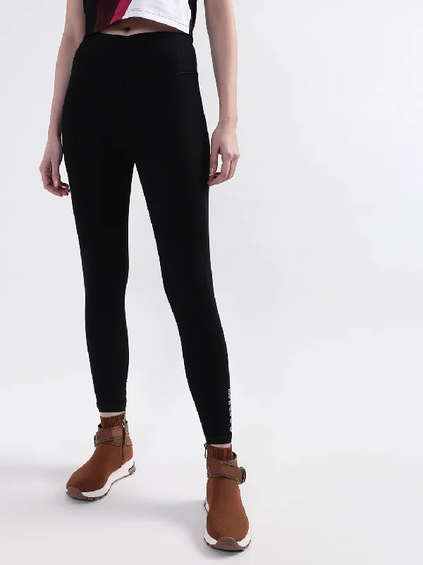 DKNY Women Black Solid Regular Fit Leggings