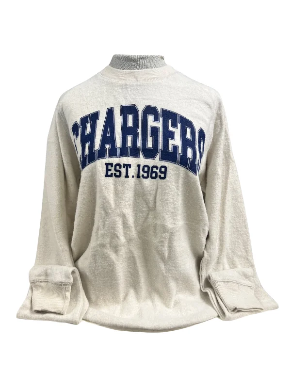 Women's, Chicka-d, sweatshirt, cream, navy CHARGERS