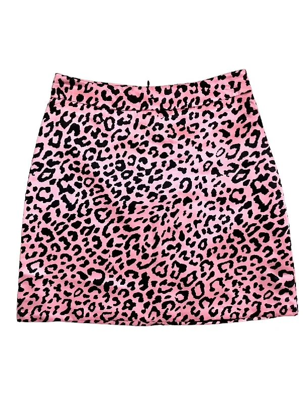 Women's Satin Animal Print Mini Skirt In Pink