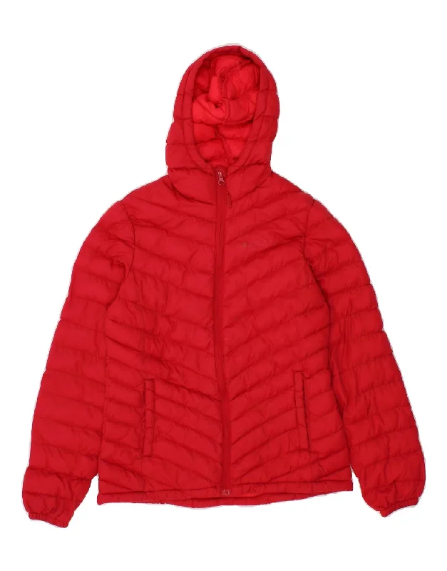 MOUNTAIN WAREHOUSE Womens Hooded Padded Jacket UK 8 Small  Red Nylon