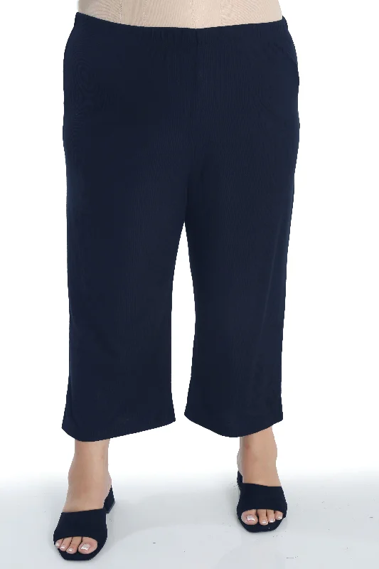 Vikki Vi Ribbed Navy Crop Pant