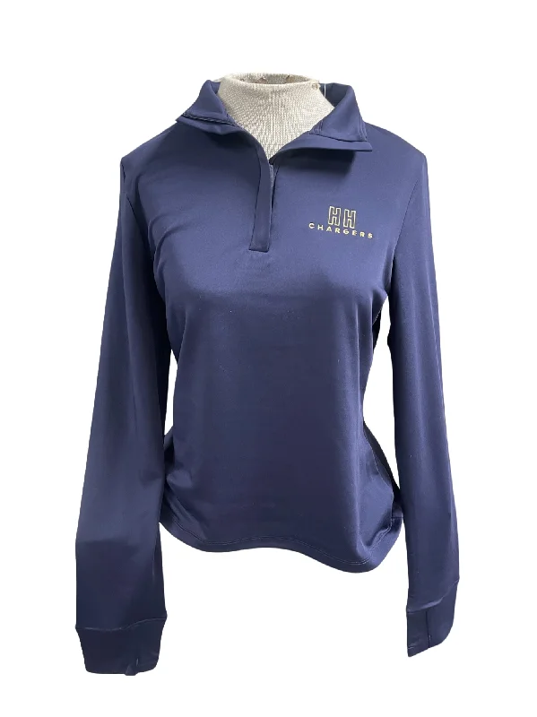 Women's Long Sleeve collared 1/4 zip, navy, block HH