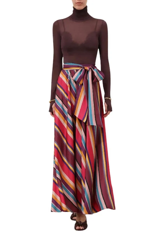 Pavillion Maxi Wrap Skirt In Multi Stripe