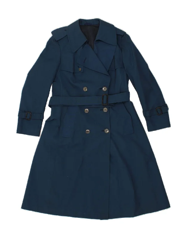 VINTAGE Womens Trench Coat UK 14 Medium Blue