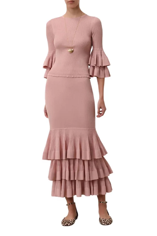 Illustration Tiered Skirt In Pink