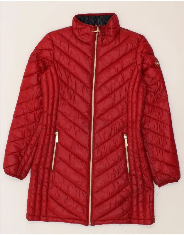 MICHAEL KORS Womens Padded Coat UK 10 Small Red Nylon