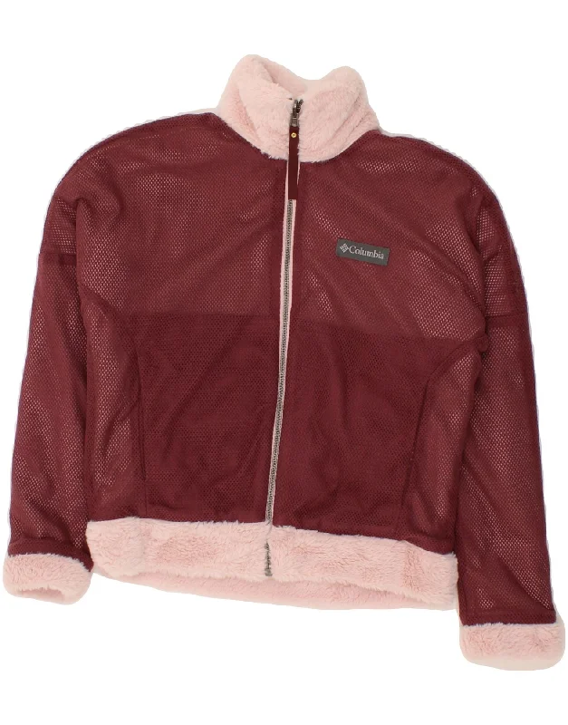 COLUMBIA Womens Oversized Reversible Jacket UK 6 XS Maroon Polyester