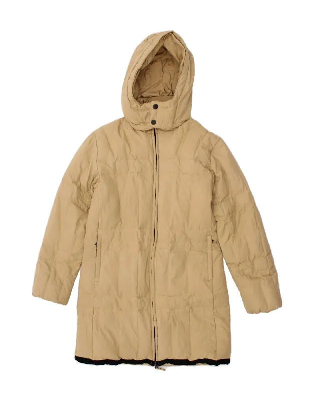 SLAM Womens Hooded Padded Coat UK 10 Small Beige Polyester