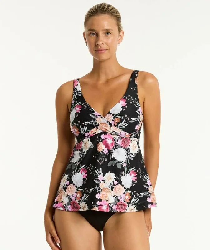 Sea Level Belle Cross Front  Swing DD-E Cup Singlet Top - Black