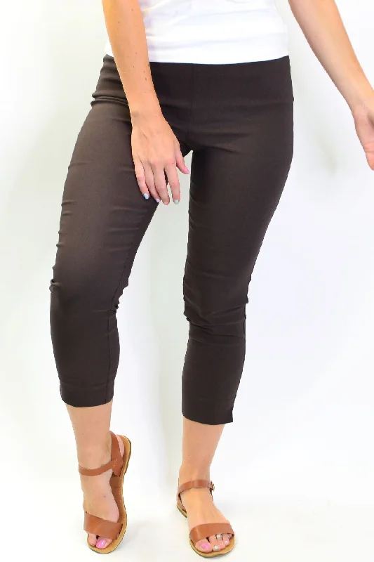 Brown Crop Pull on Pants