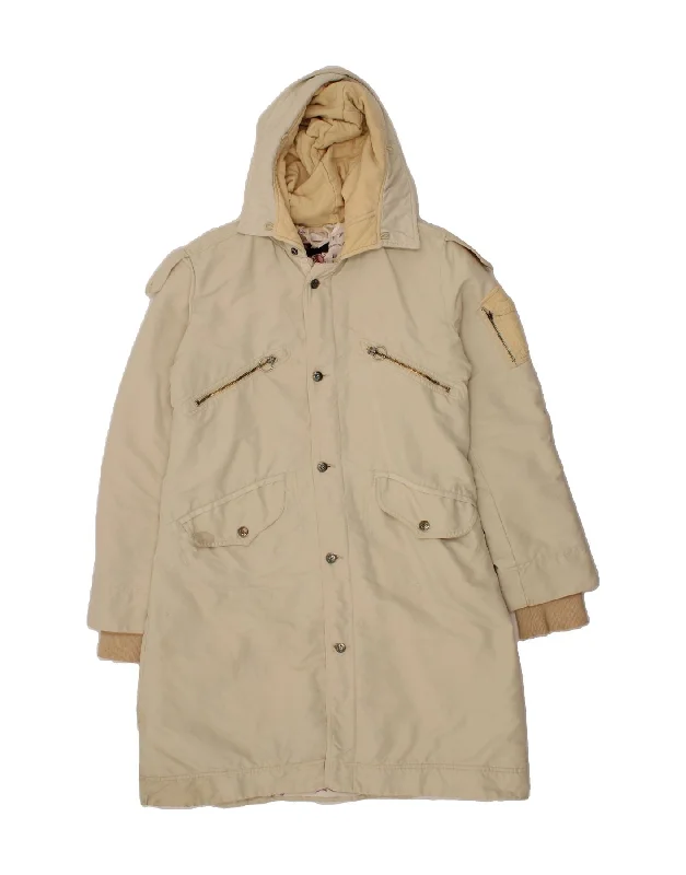 DIESEL Womens Hooded Windbreaker Coat UK 16 Large Beige Nylon