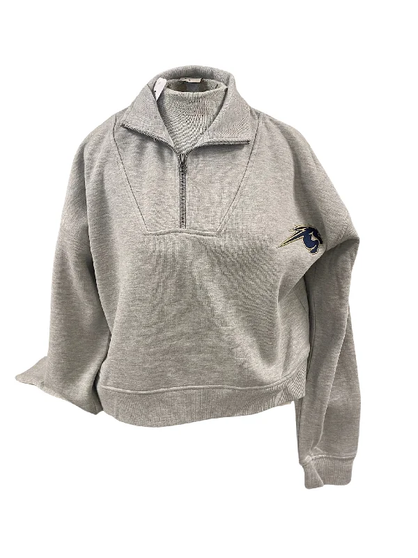 Women's Chicka-D Sweatshirt, cropped 1/4 zip, grey, horse