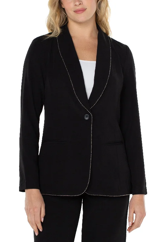 SHAWL COLLAR BLAZER WITH CHAIN DETAIL