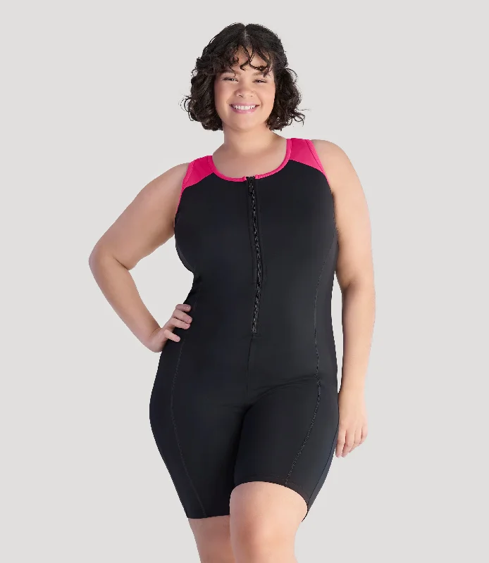 QuikEnergy Racerback Zip Front Aquatard Lotus Pink Black