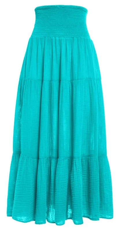 Smock Maxi Skirt In Emerald Bay