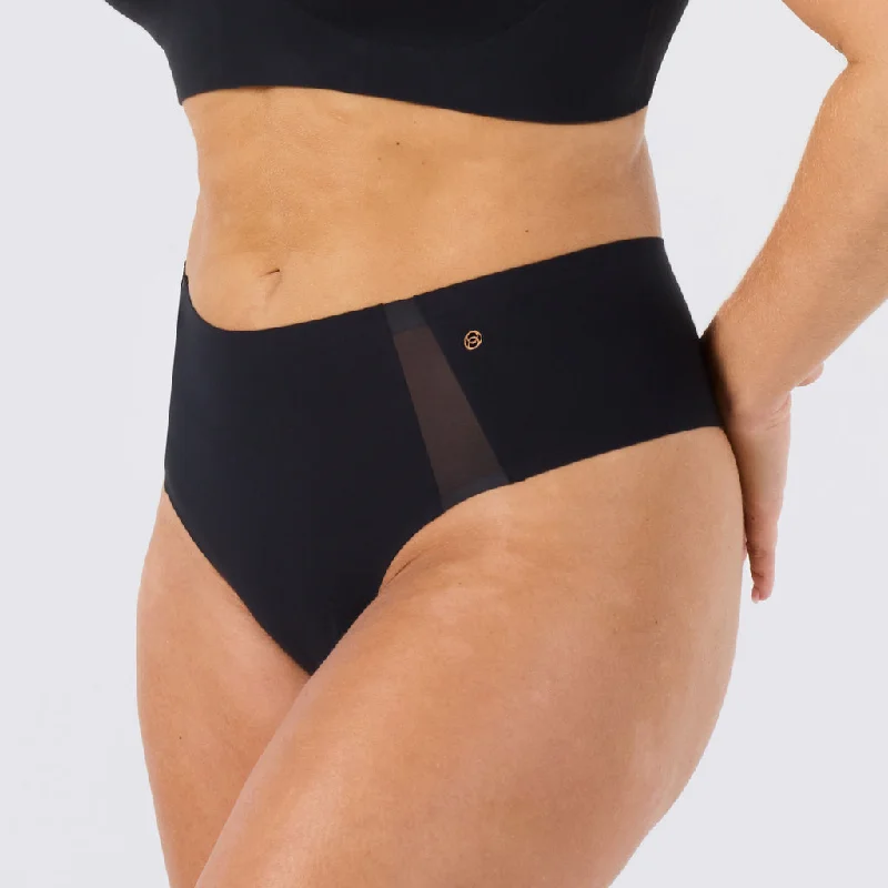 Evelyn and Bobbie High Waisted Thong Black Mesh