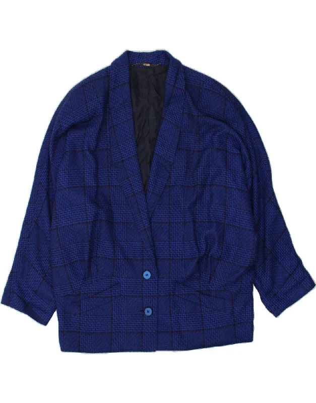 RALPH Womens 2 Button Blazer Jacket UK 18 XL Blue Check