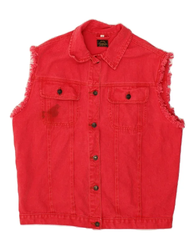 ARIZONA Womens Denim Gilet UK 16 Large Red Cotton