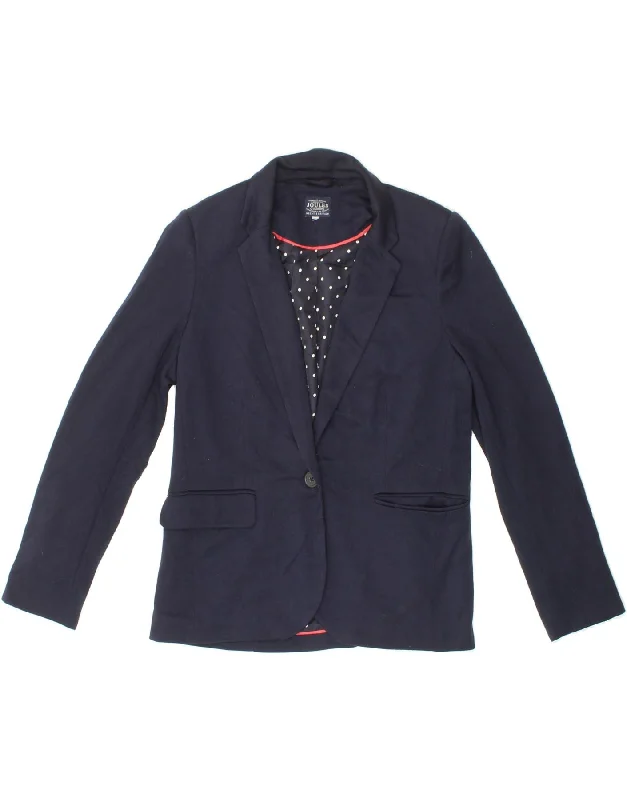 JOULES Womens 1 Button Blazer Jacket UK 14 Medium Navy Blue Polyester