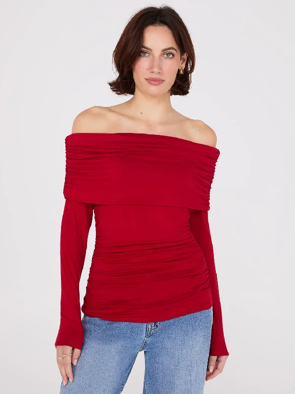 Ruched Off-The-Shoulder Top