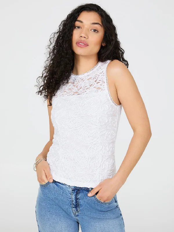 Sleeveless Corded Lace Top