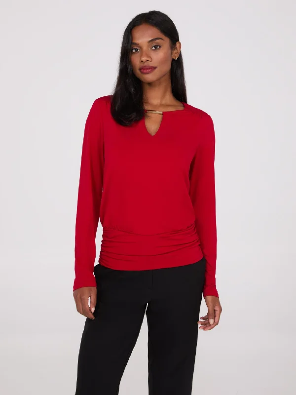 Long Sleeve Top With Metal Bar Detail